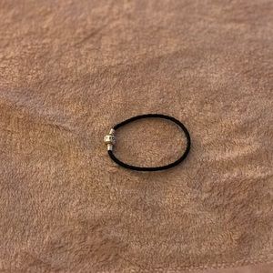 PANDORA - Single Black Leather Bracelet